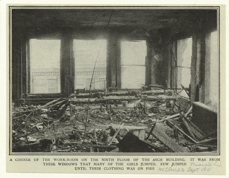 An interior of the Asch Building after the fire. Image courtesy of the New York Public Library.